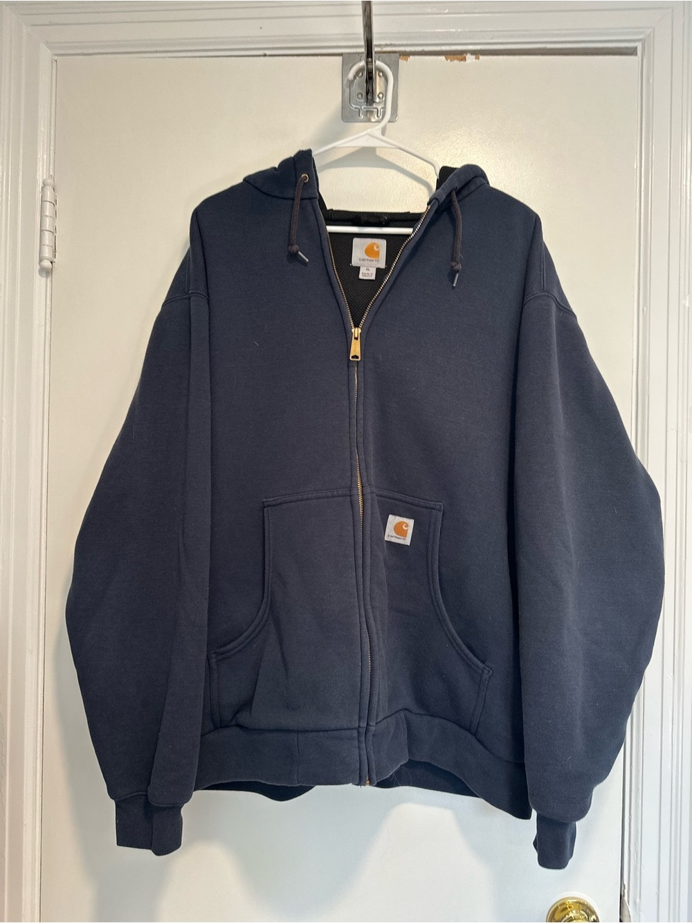 Carhartt Thermal Lined Faded Navy Full Zip Hoodie Sz:XL Workwear Streetwear.